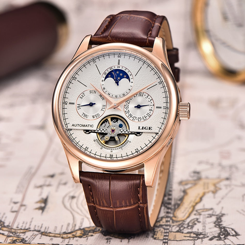 Classic Retro Automatic Mechanical Tourbillon Watch for Men