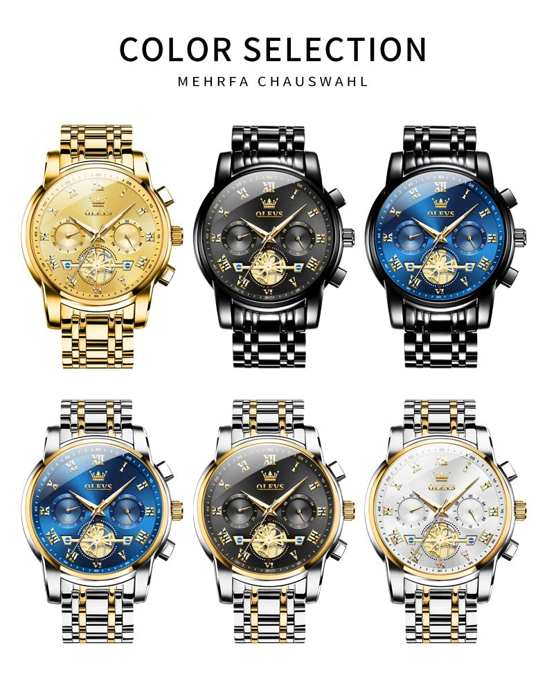 Classic Roman Scale Dial Luxury Wrist Watch for Men