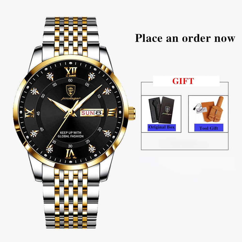 Top Quality Luxury Stainless Steel Waterproof Luminous Watch for Men