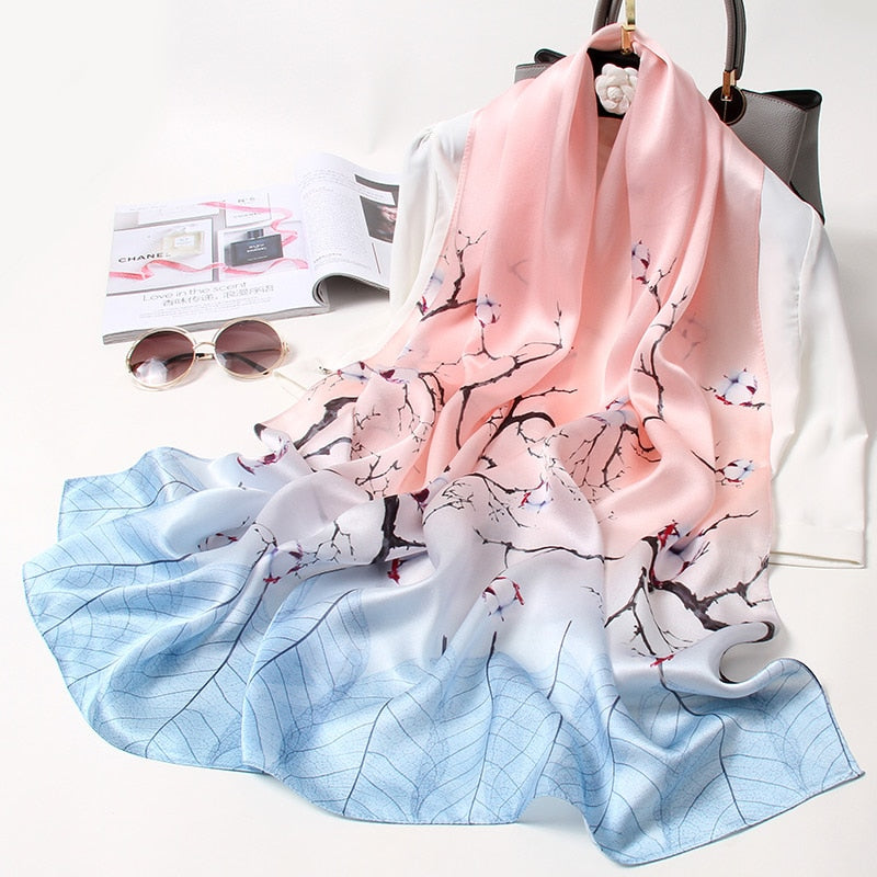 100% Pure Natural Soft Silk Long Scarf for Women 170x53cm