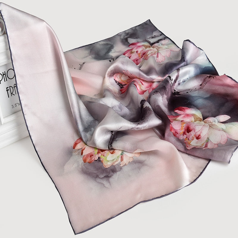 100% Natural Silk Scarf for Women 65x65cm