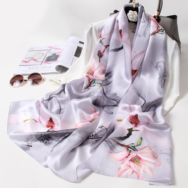 100% Pure Natural Soft Silk Long Scarf for Women 170x53cm