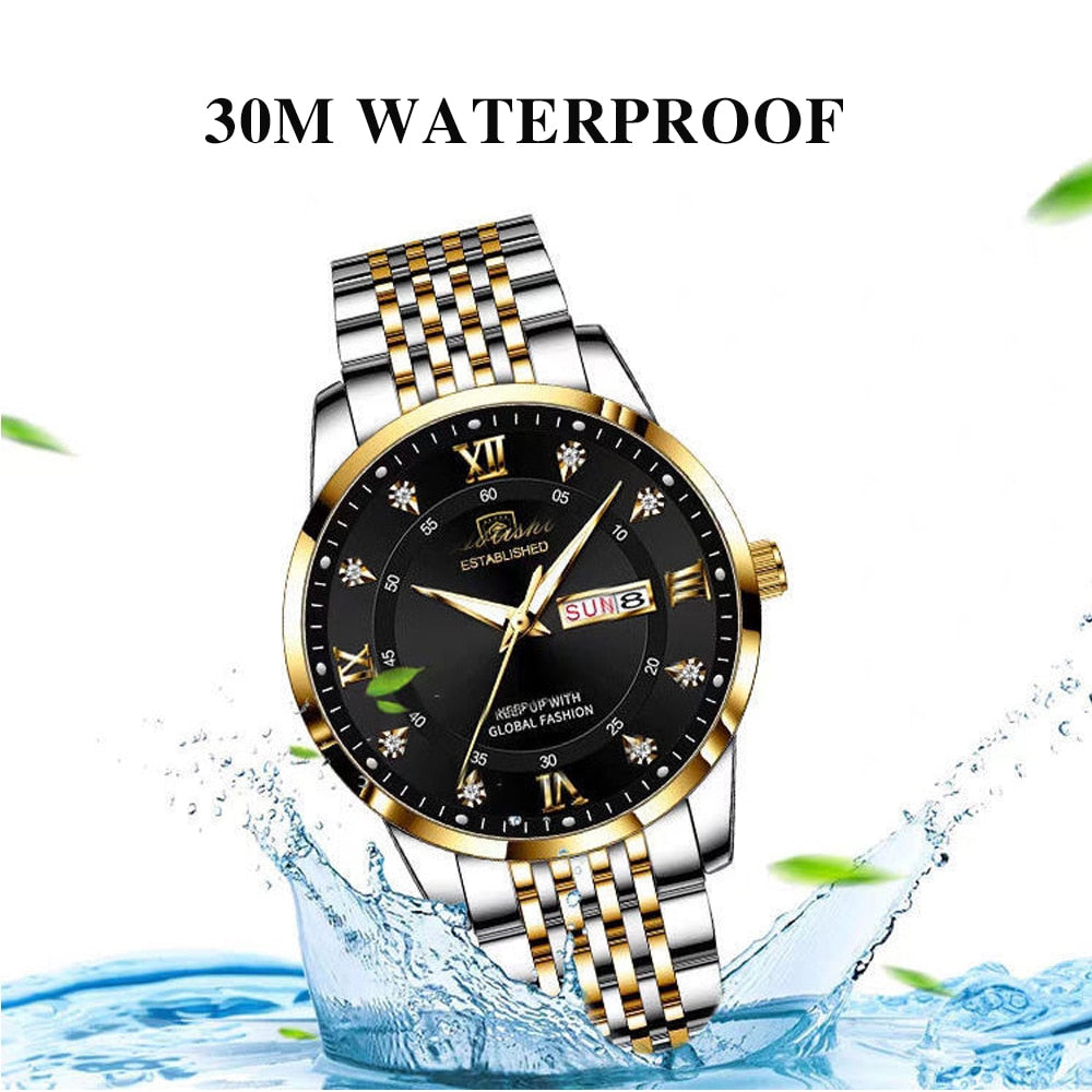 Top Quality Luxury Stainless Steel Waterproof Luminous Watch for Men