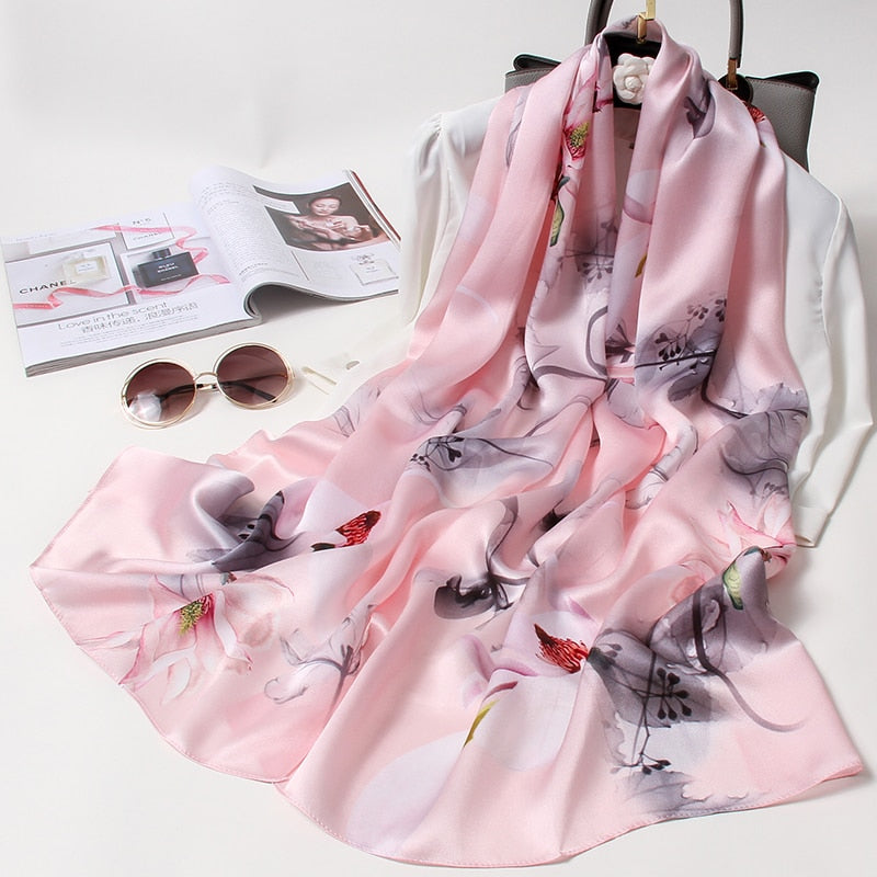 100% Pure Natural Soft Silk Long Scarf for Women 170x53cm