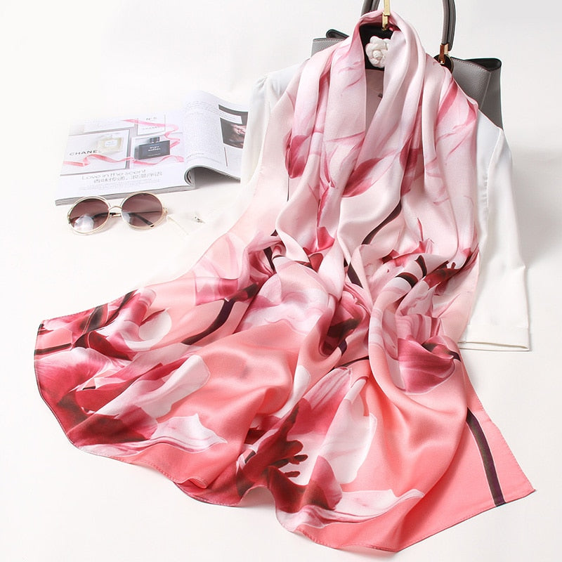 100% Pure Natural Soft Silk Long Scarf for Women 170x53cm