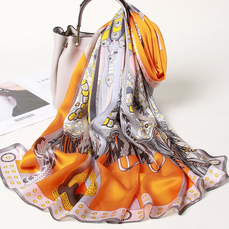 100% Natural Silk Long Scarf for Women 170x53cm