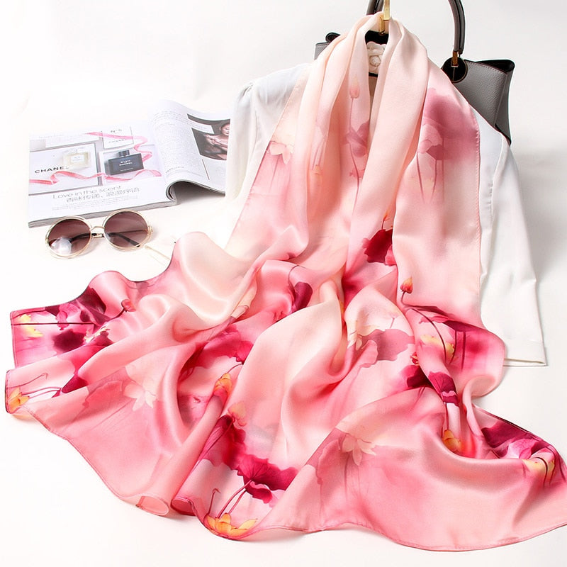 100% Pure Natural Soft Silk Long Scarf for Women 170x53cm