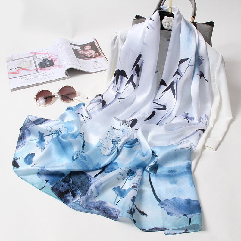 100% Pure Natural Soft Silk Long Scarf for Women 170x53cm