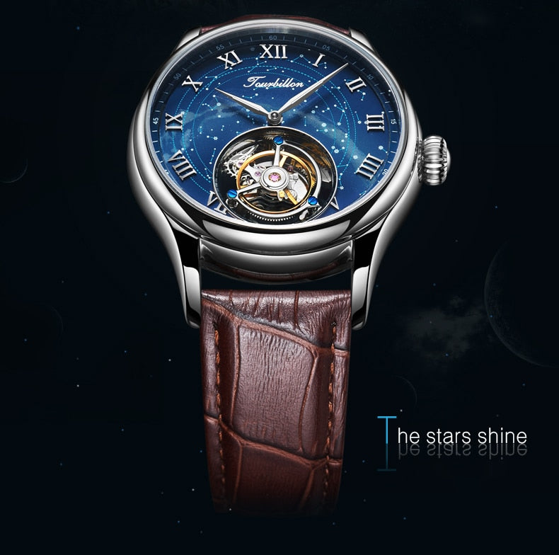 Original Seagull Tourbillon Watch for Men / Sapphire Starry Sky Dial SEAKOSS Tourbillon Movement Mechanical Watch for Men