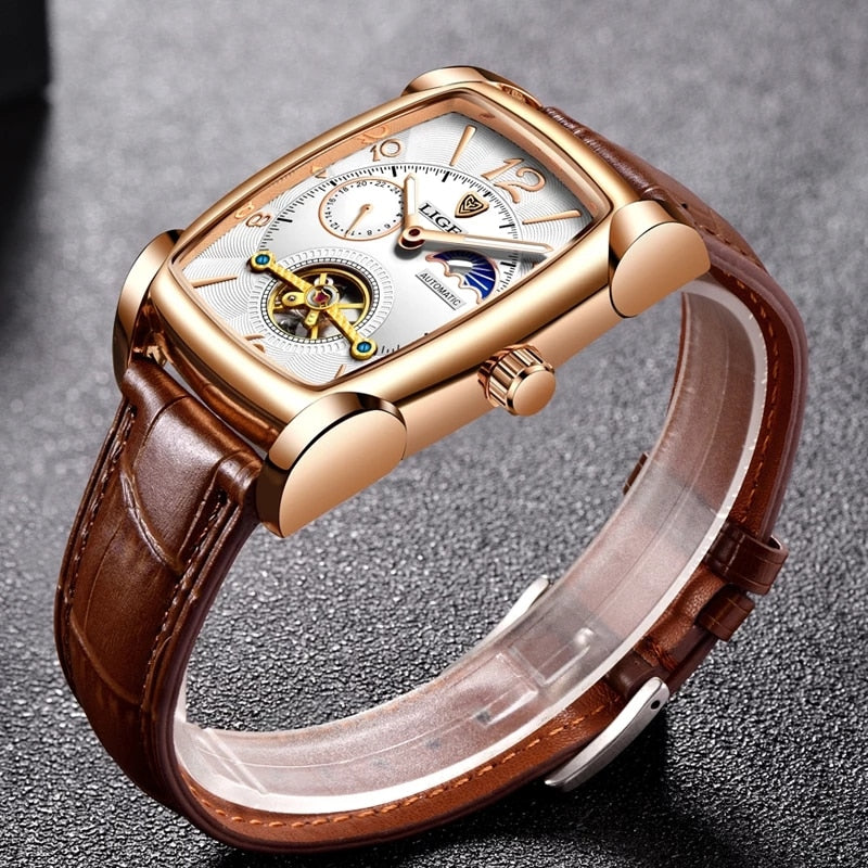 Top Brand Luxury Square Automatic Tourbillon Watch for Men