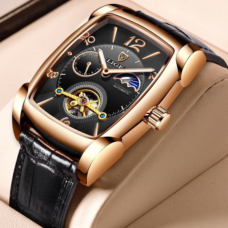 Top Brand Luxury Square Automatic Tourbillon Watch for Men