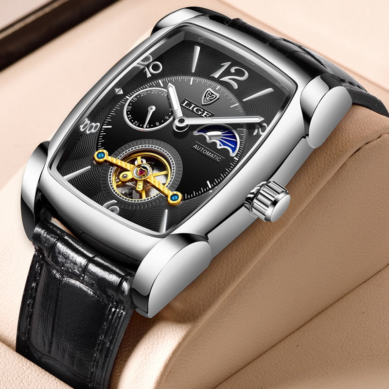 Top Brand Luxury Square Automatic Tourbillon Watch for Men