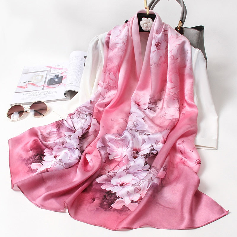 100% Pure Natural Soft Silk Long Scarf for Women 170x53cm