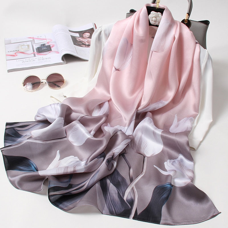 100% Pure Natural Soft Silk Long Scarf for Women 170x53cm