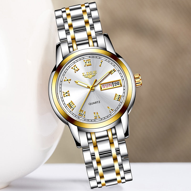 Fashion Gold Creative Steel Waterproof Bracelet Watch for Women