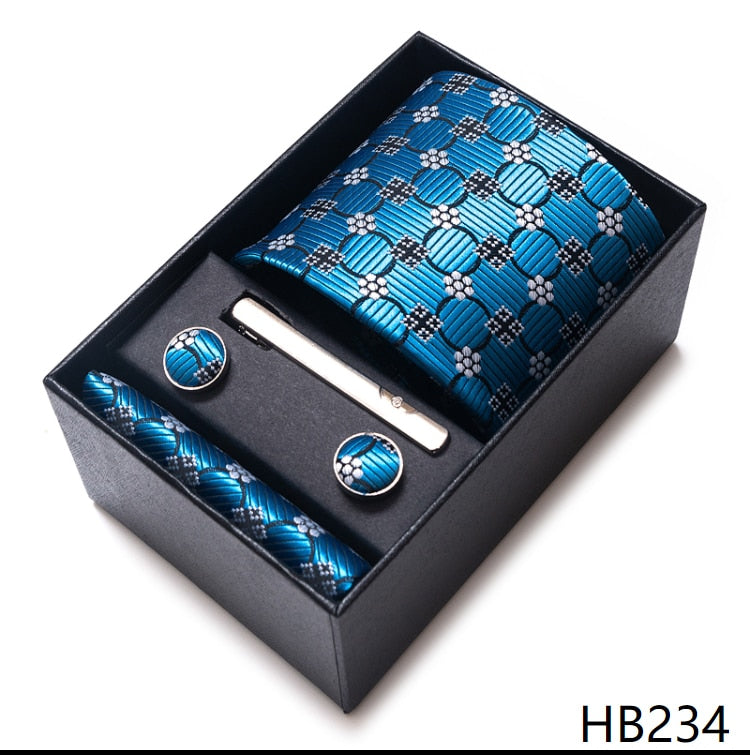 100% Silk Brand Tie with Cufflink Set For Men