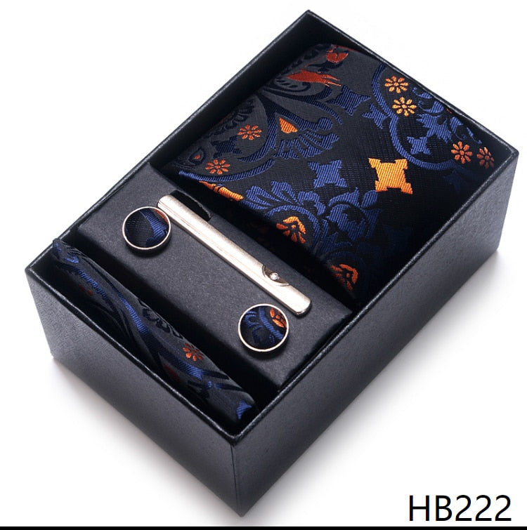 100% Silk Brand Tie with Cufflink Set For Men