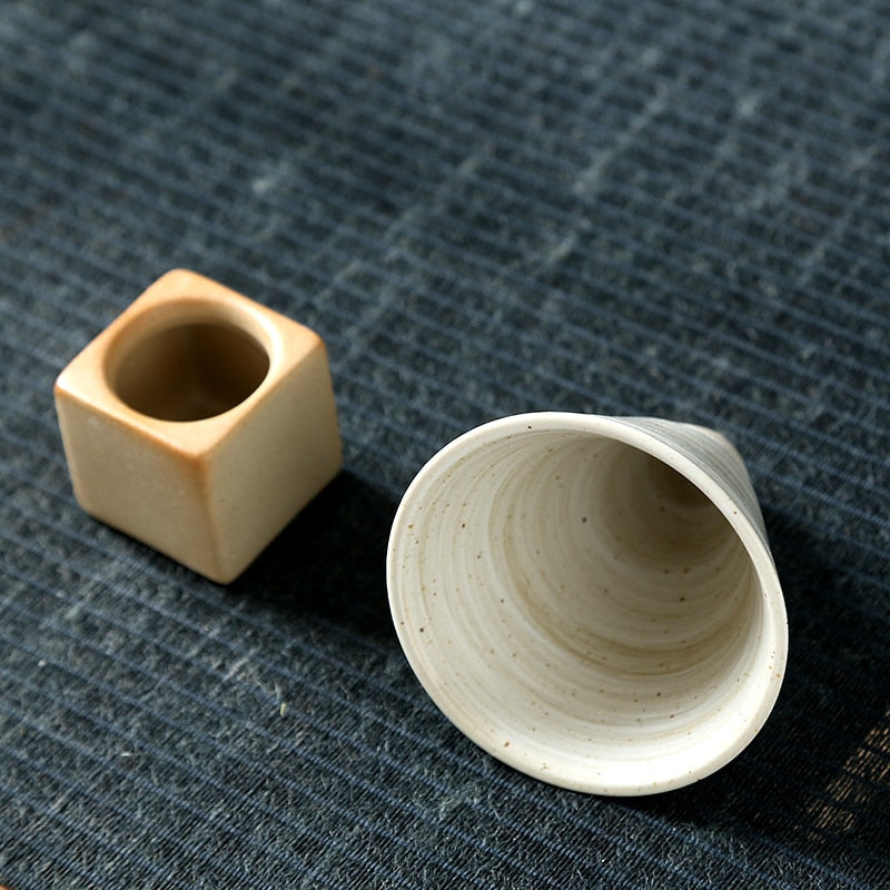 Creative Retro Ceramic Coffee Cup / Rough Pottery Tea Cup / Japanese Latte Pull Flower Porcelain Cup