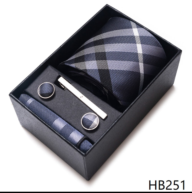 100% Silk Brand Tie with Cufflink Set For Men