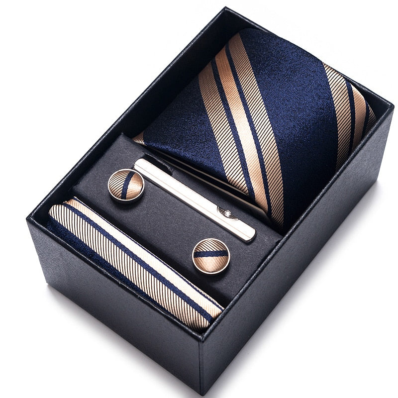 100% Silk Brand Tie with Cufflink Set For Men