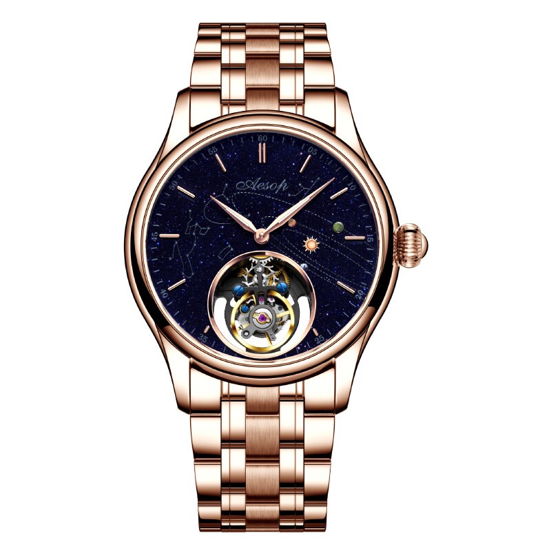 Tourbillon Mechanical Sapphire Watch for Men / Top Luxury Star Sky Business Watch for Men