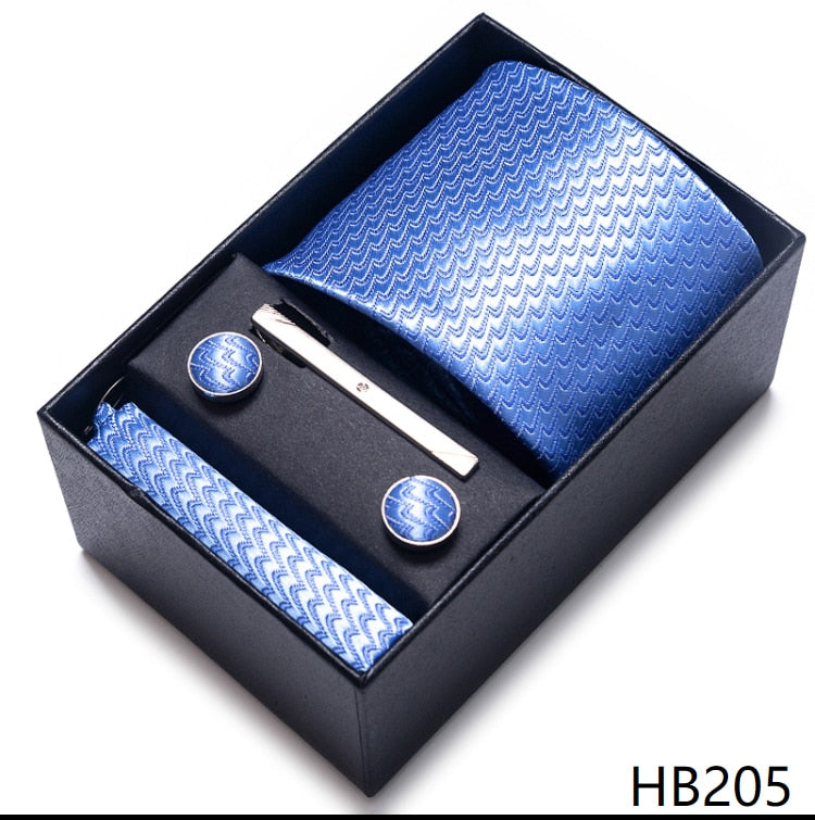 100% Silk Brand Tie with Cufflink Set For Men