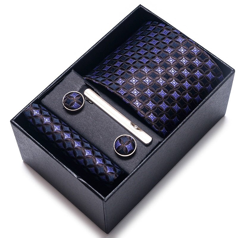 100% Silk Brand Tie with Cufflink Set For Men