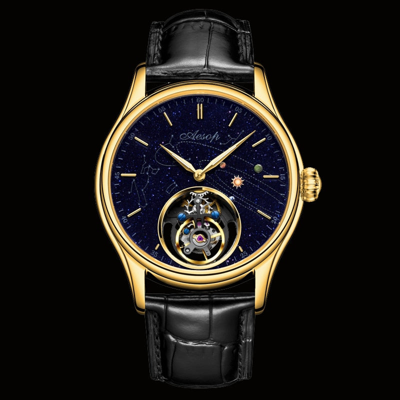 Tourbillon Mechanical Sapphire Watch for Men / Top Luxury Star Sky Business Watch for Men