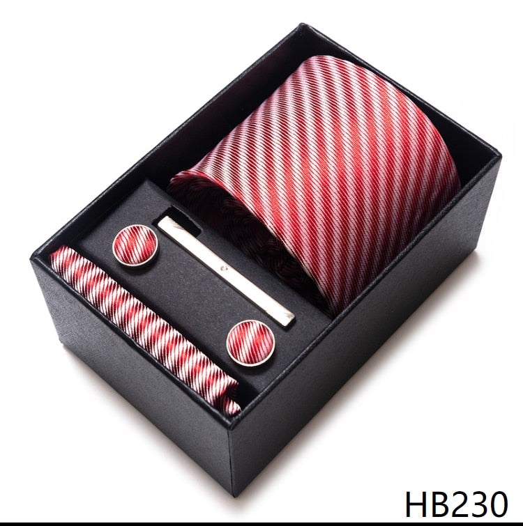 100% Silk Brand Tie with Cufflink Set For Men