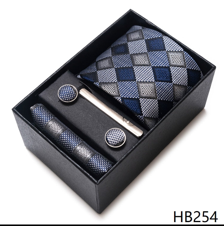 100% Silk Brand Tie with Cufflink Set For Men