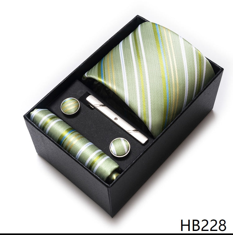 100% Silk Brand Tie with Cufflink Set For Men
