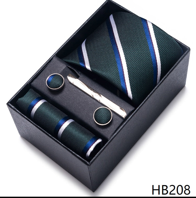 100% Silk Brand Tie with Cufflink Set For Men