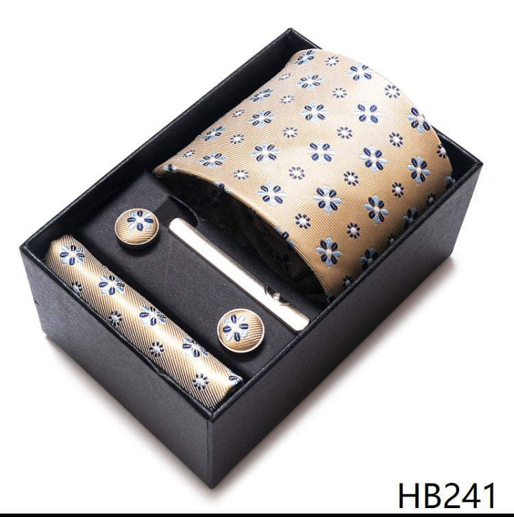100% Silk Brand Tie with Cufflink Set For Men