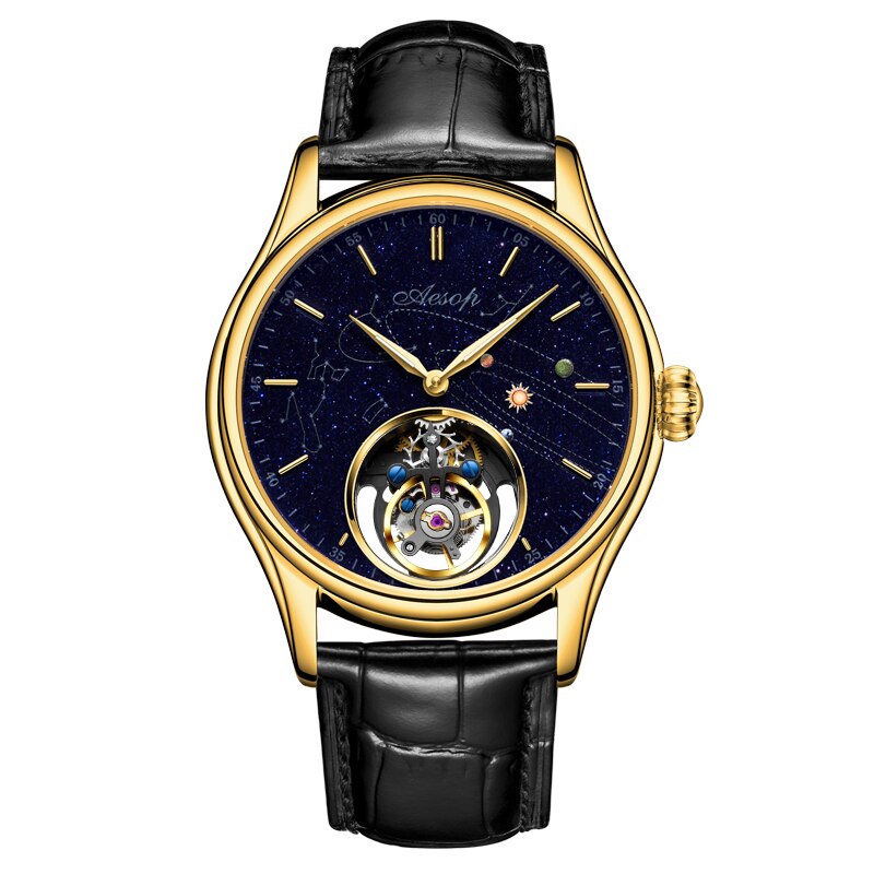 Tourbillon Mechanical Sapphire Watch for Men / Top Luxury Star Sky Business Watch for Men