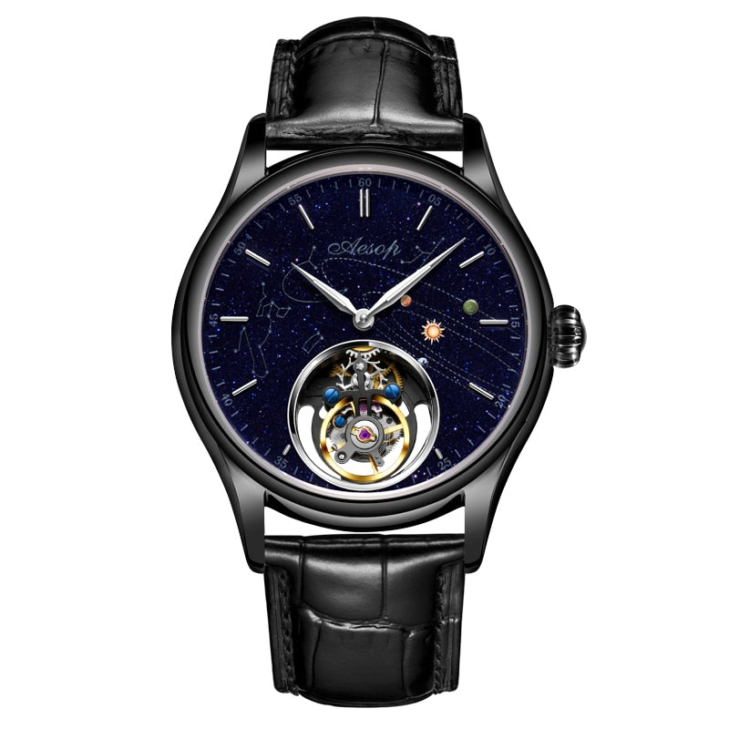 Tourbillon Mechanical Sapphire Watch for Men / Top Luxury Star Sky Business Watch for Men