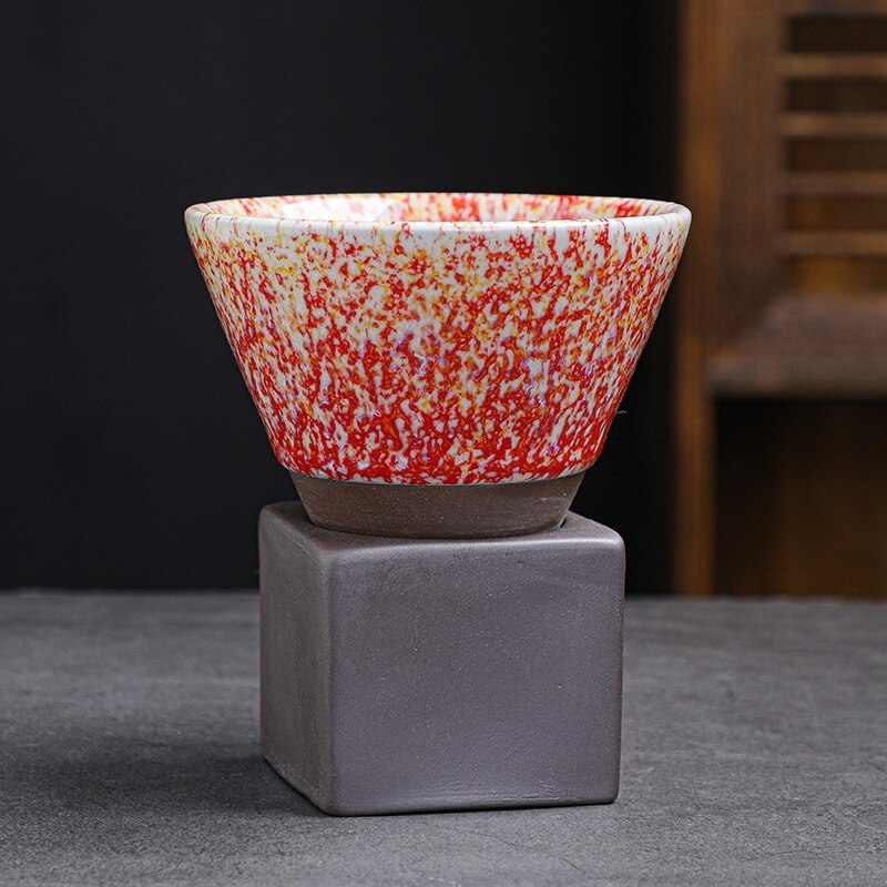 Creative Stylish Ceramic Coffee Cup / Rough Pottery Tea Cup / Japanese Latte Pull Flower Porcelain Cup