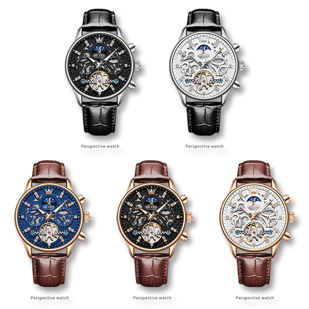 Fashion Skeleton Tourbillon Automatic Mechanical Wrist Watch for Men