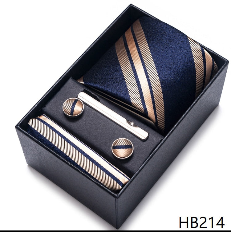 100% Silk Brand Tie with Cufflink Set For Men