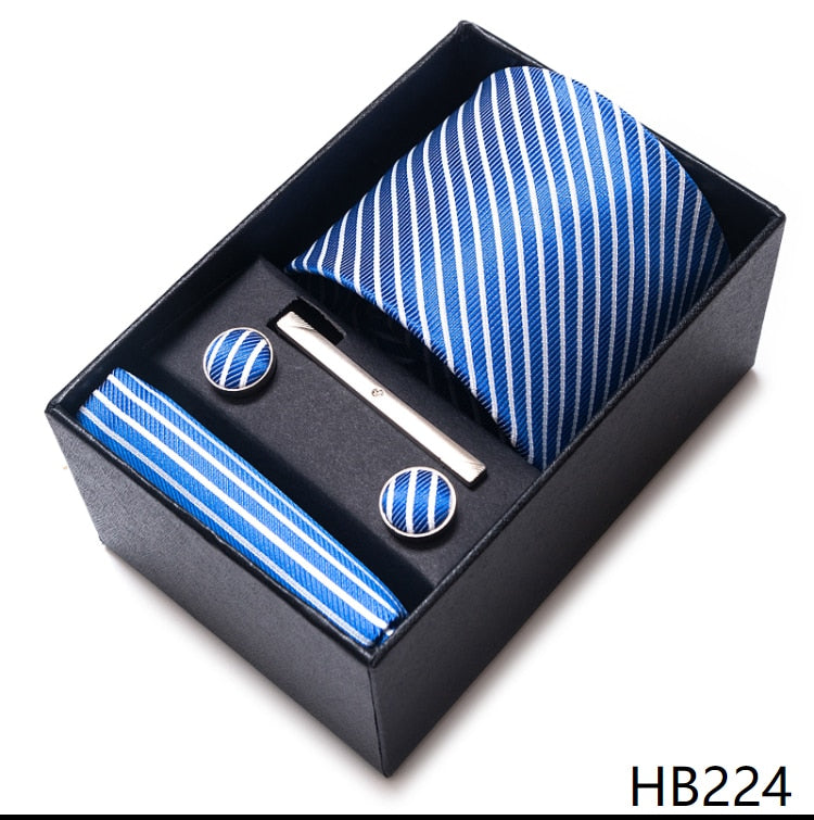 100% Silk Brand Tie with Cufflink Set For Men
