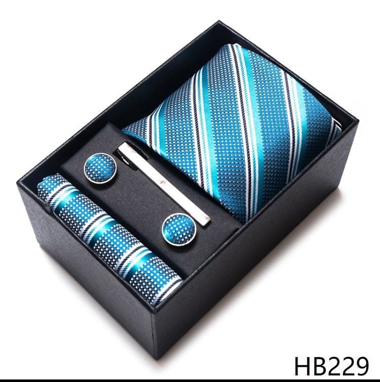 100% Silk Brand Tie with Cufflink Set For Men