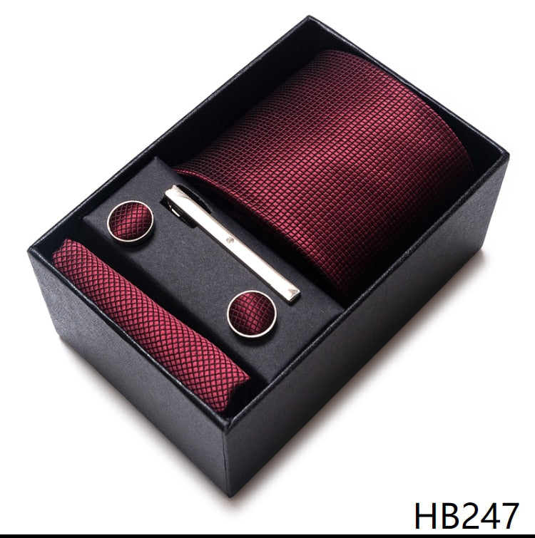 100% Silk Brand Tie with Cufflink Set For Men