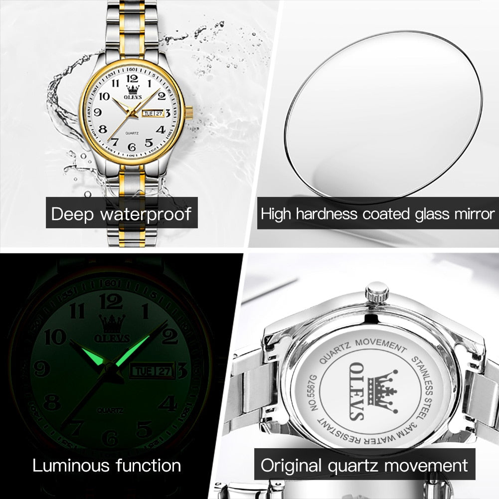Original Luxury  Waterproof Stainless Steel Quartz Watch for Women