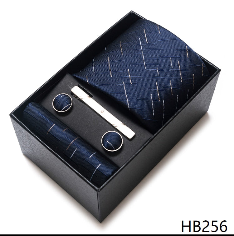 100% Silk Brand Tie with Cufflink Set For Men