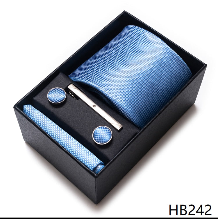 100% Silk Brand Tie with Cufflink Set For Men