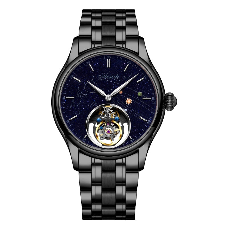 Tourbillon Mechanical Sapphire Watch for Men / Top Luxury Star Sky Business Watch for Men
