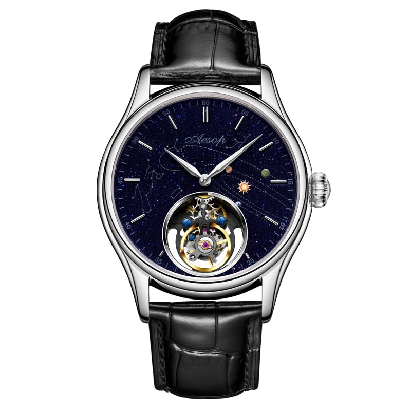 Tourbillon Mechanical Sapphire Watch for Men / Top Luxury Star Sky Business Watch for Men