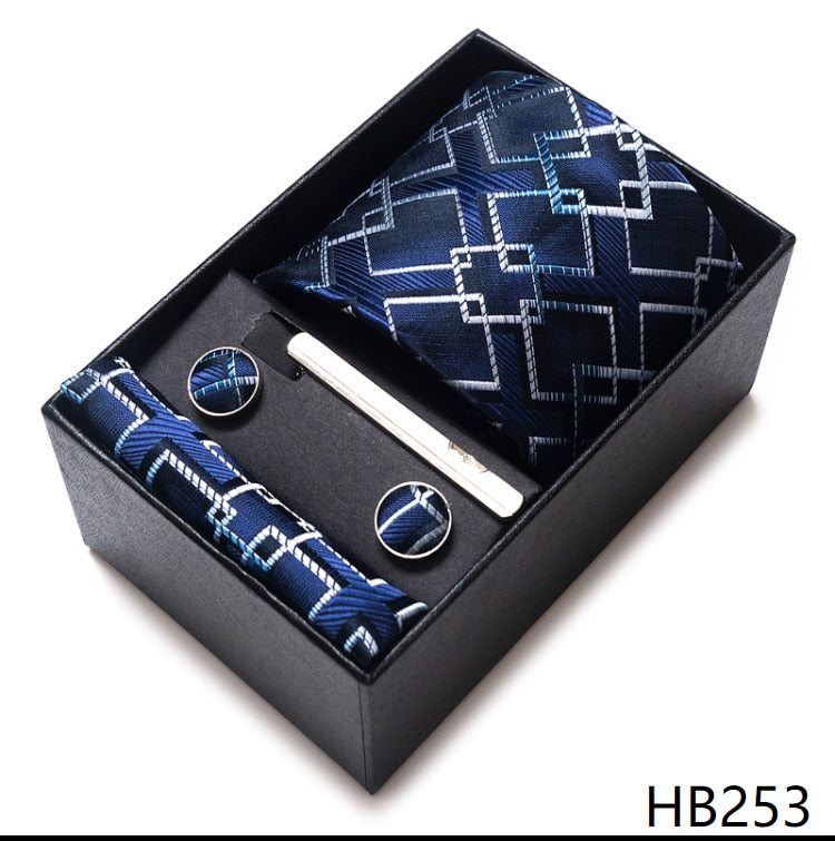 100% Silk Brand Tie with Cufflink Set For Men