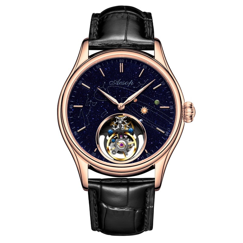 Tourbillon Mechanical Sapphire Watch for Men / Top Luxury Star Sky Business Watch for Men