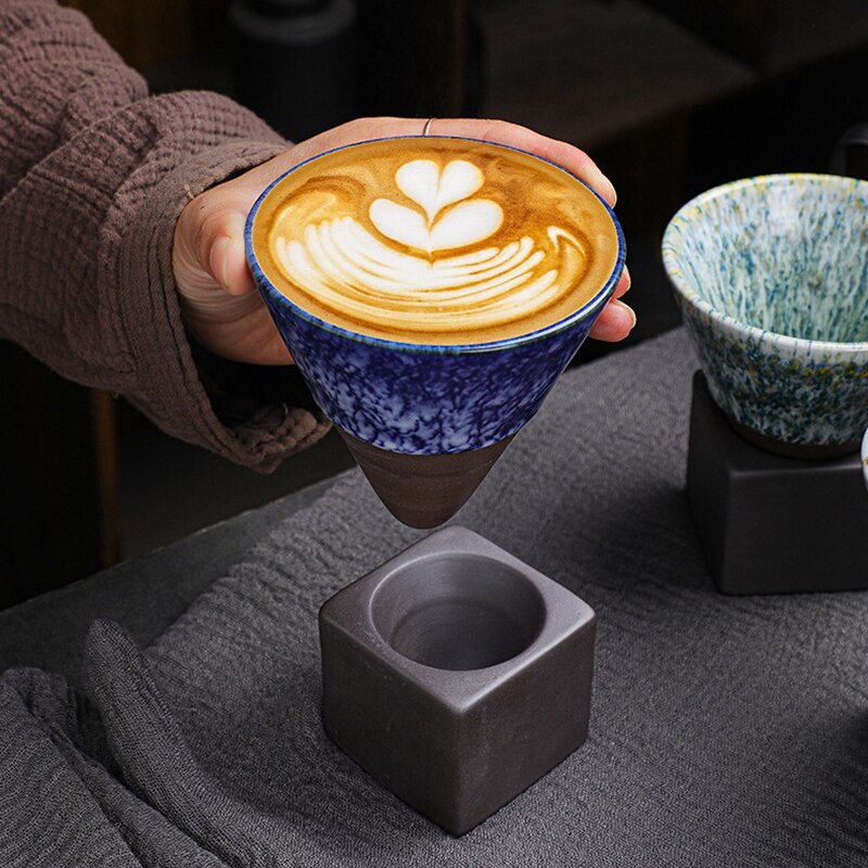 Creative Stylish Ceramic Coffee Cup / Rough Pottery Tea Cup / Japanese Latte Pull Flower Porcelain Cup