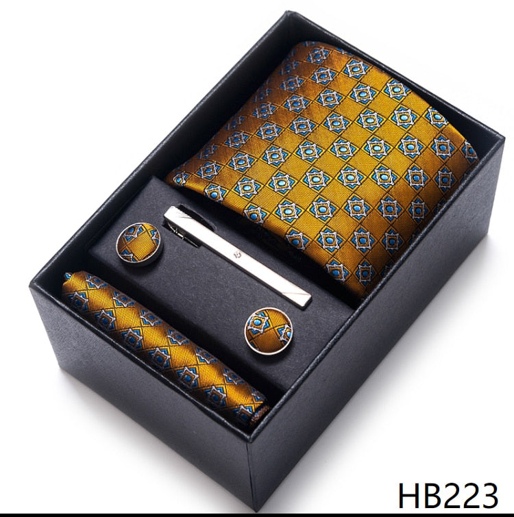 100% Silk Brand Tie with Cufflink Set For Men